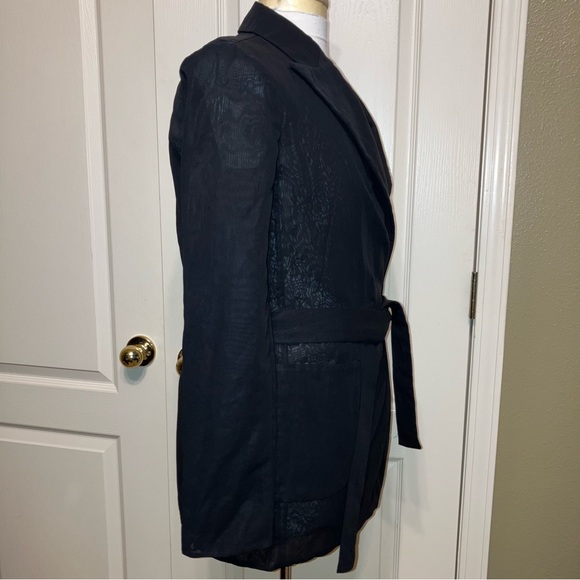 BRUNELLO CUCINELLI Jacket / Coat BLACK Sheer EMBELLISHED Crystals - Sz M Italy - Picture 3 of 16
